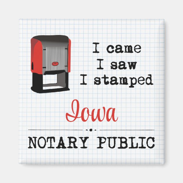 Came Saw Stamps Notary Public Iowa Magnet (Vorne)