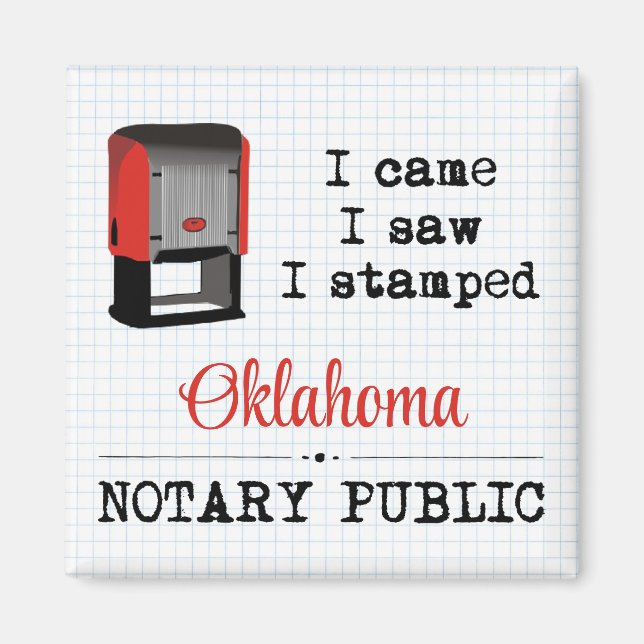 Came Saw Stamps Notary Public Oklahoma Magnet (Vorne)