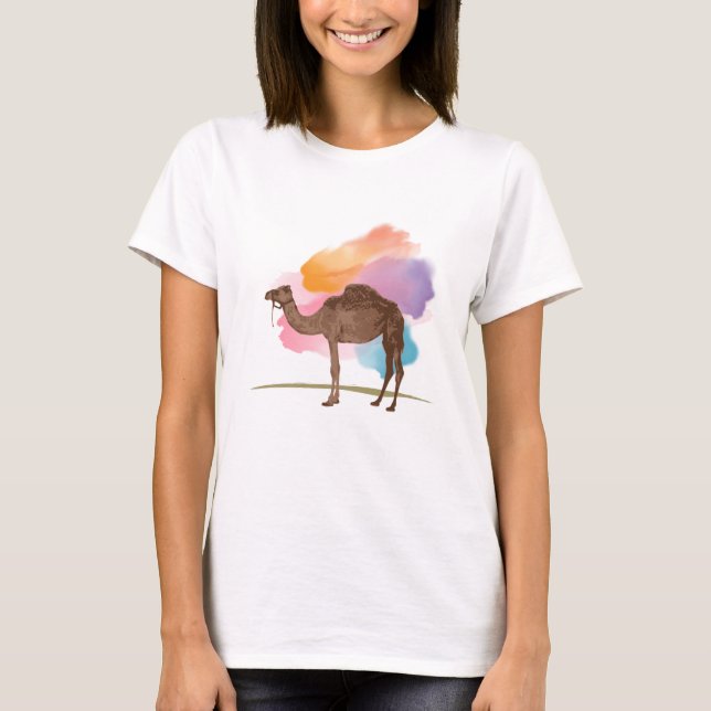 Camel Aquarellmalerei T-Shirt (Vorderseite)