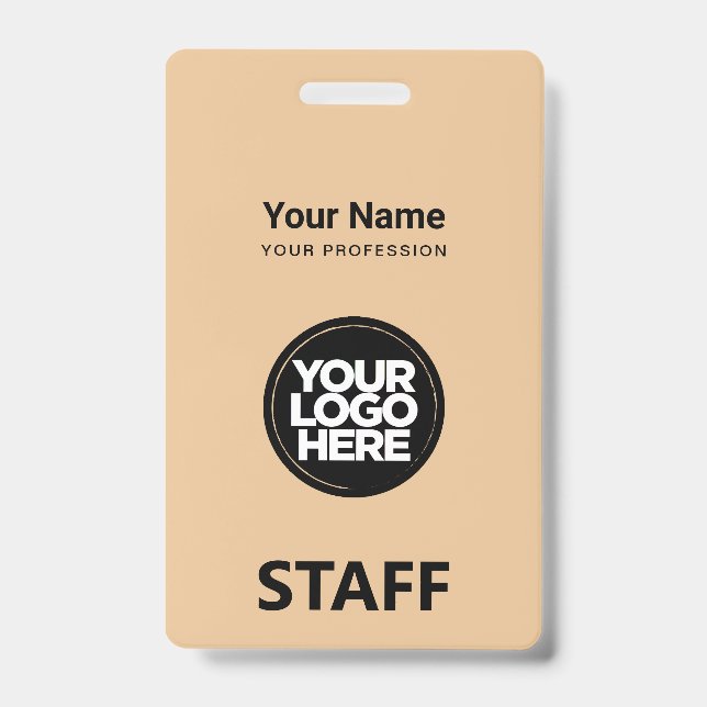 Camel Beige Mitarbeitername Firmenlogo Ausweis (Vorderseite)