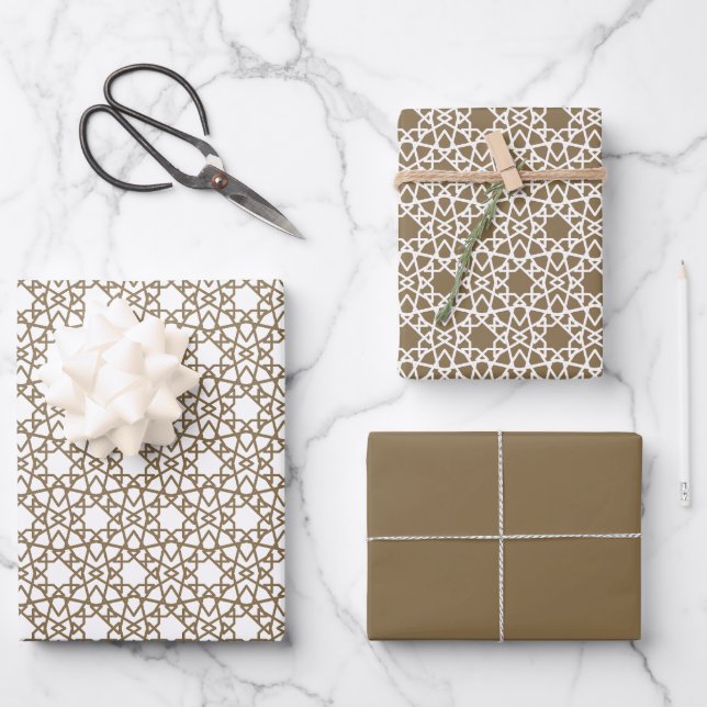 Camel Brown Arabesque Design Geschenkpapier Set (Vorderseite)
