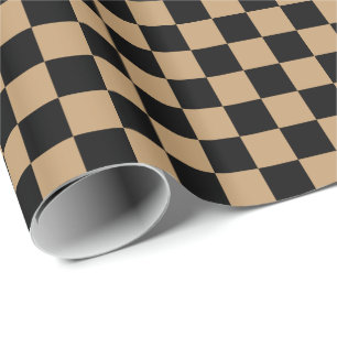 Camel Brown/Black Checkered Geschenkpapier