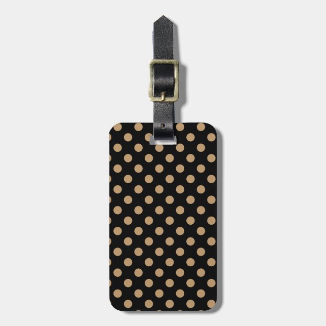 Camel Brown Polka Dots auf schwarz Gepäckanhänger (Vorderseite vertikal)