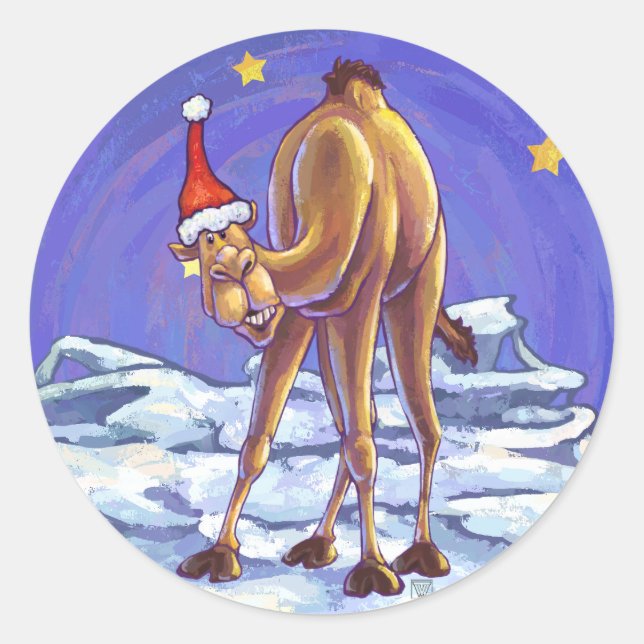Camel Christmas Runder Aufkleber (Vorderseite)