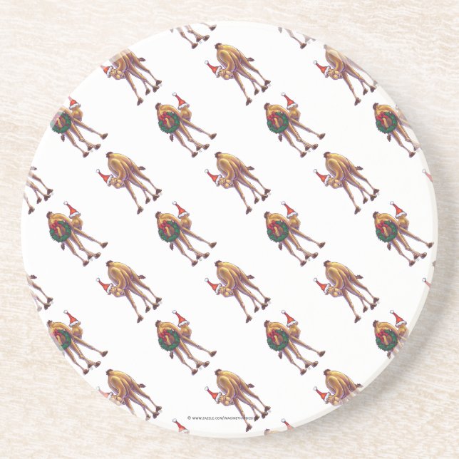 Camel Christmas Sandstein Untersetzer (Vorne)