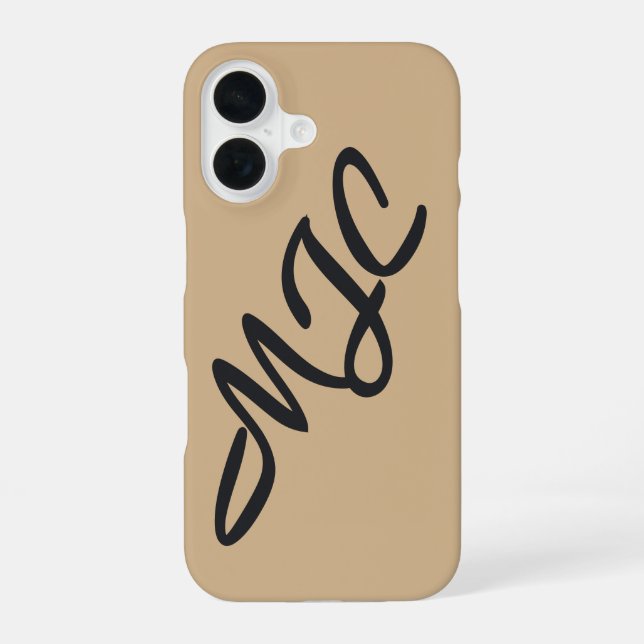 Camel Custom Monogram iPhone 16 Hülle (Rückseite)