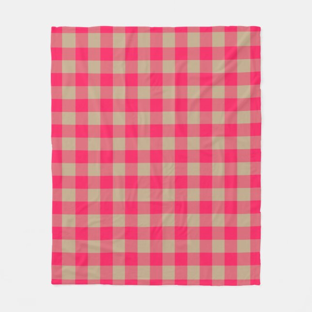 Camel Diva Pink Buffalo Karo Gingham Pattern Fleecedecke (Vorderseite)