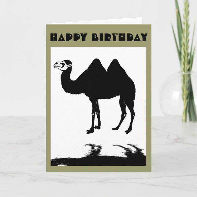 Camel in der Rain Happy Birthday Card Karte (Vorderseite)