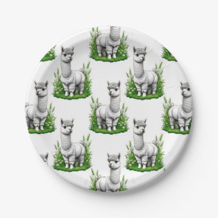 Camel Lama Alpaca Muster Design Pappteller