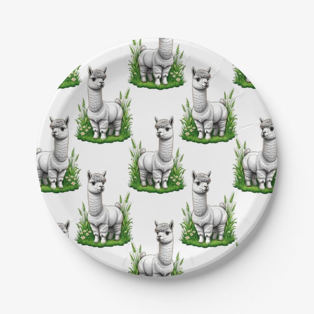 Camel Lama Alpaca Muster Design Pappteller (Vorderseite)