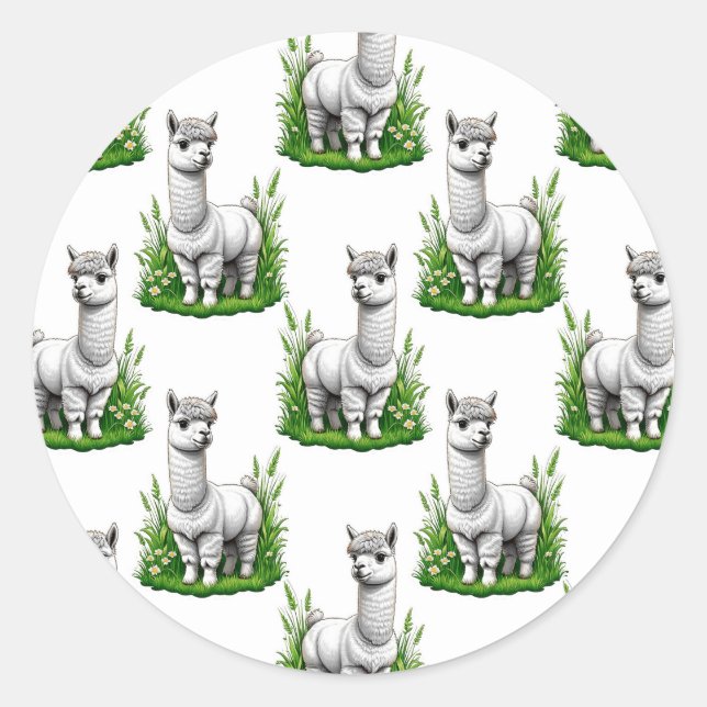 Camel Lama Alpaca Muster Design Runder Aufkleber (Vorderseite)