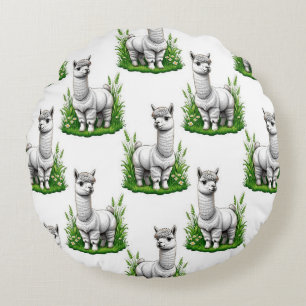 Camel Lama Alpaca Muster Design Rundes Kissen