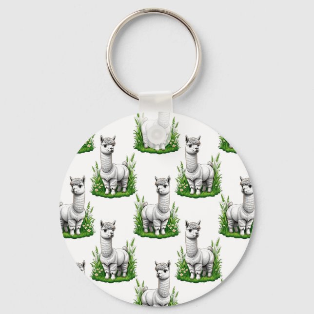Camel Lama Alpaca Muster Design Schlüsselanhänger (Vorderseite)