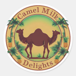 Camel Milk Delights-Tropical Camel Palm Pineapple Runder Aufkleber