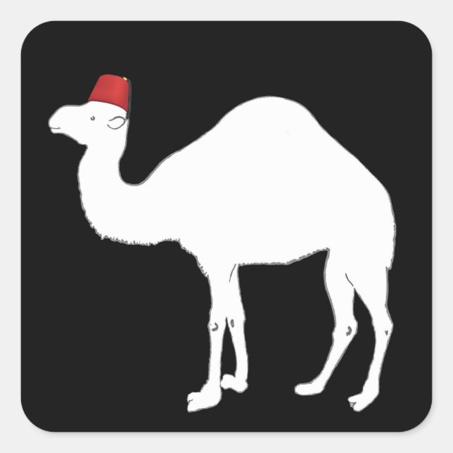 Camel mit einem Fez Quadratischer Aufkleber (Vorderseite)
