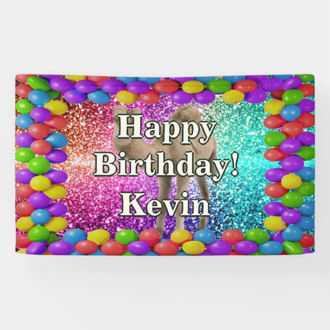 Camel Personalisiert-Charakter-Geburtstagsbanner Banner (Horizontal)