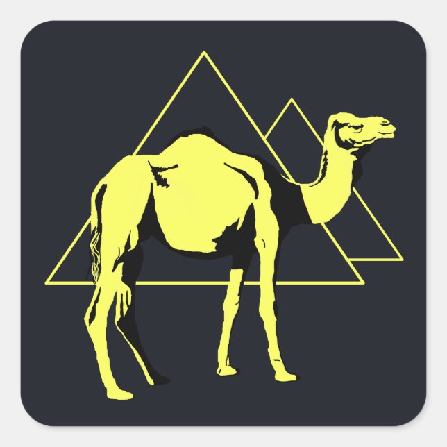 Camel Quadratischer Aufkleber (Vorderseite)