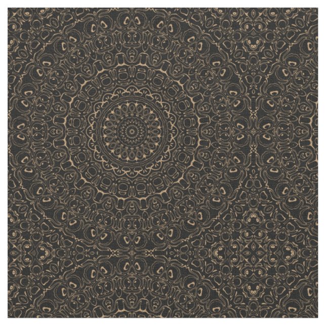 Camel Tan Mandala mit Elegant Symmetry Stoff (Nahaufnahme)