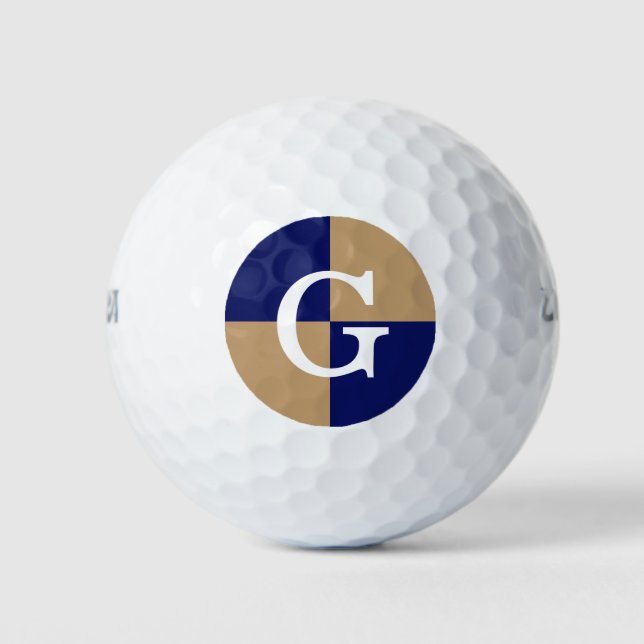Camel Tan Navy Blue LG Schachbrett Monogram Golfball (Vorderseite)