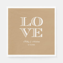 Camel Tan, White LIEBE Napkins Serviette