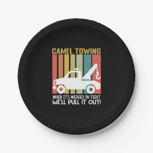 Camel Towing Retro Adult Humor Sprichwort Hallowee Pappteller