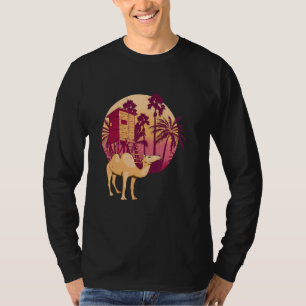 Camel Tree Palm Nipa Hut Arabian Camel Animal Came T-Shirt