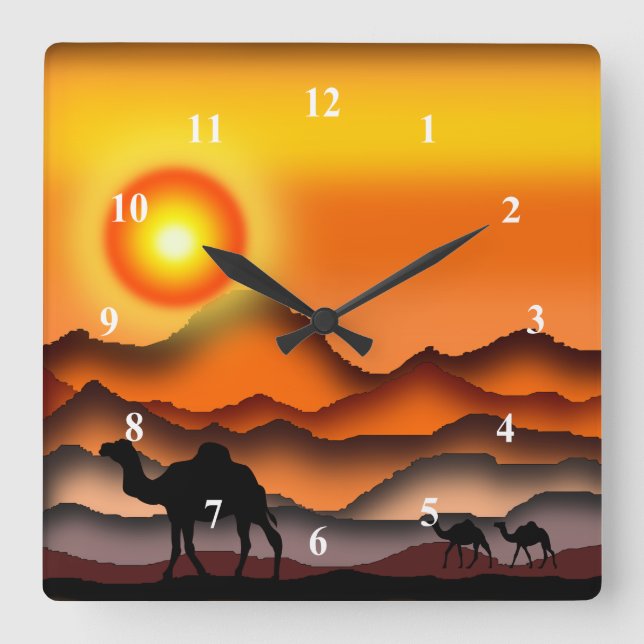 Camel Wall Clock Quadratische Wanduhr (Vorderseite)