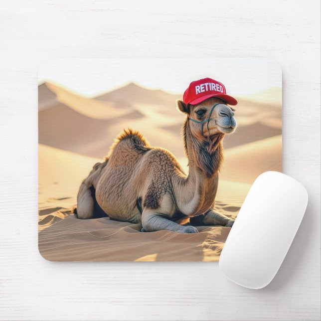 Camel Wearing a Red Retired Cap Mousepad (Mit Mouse)