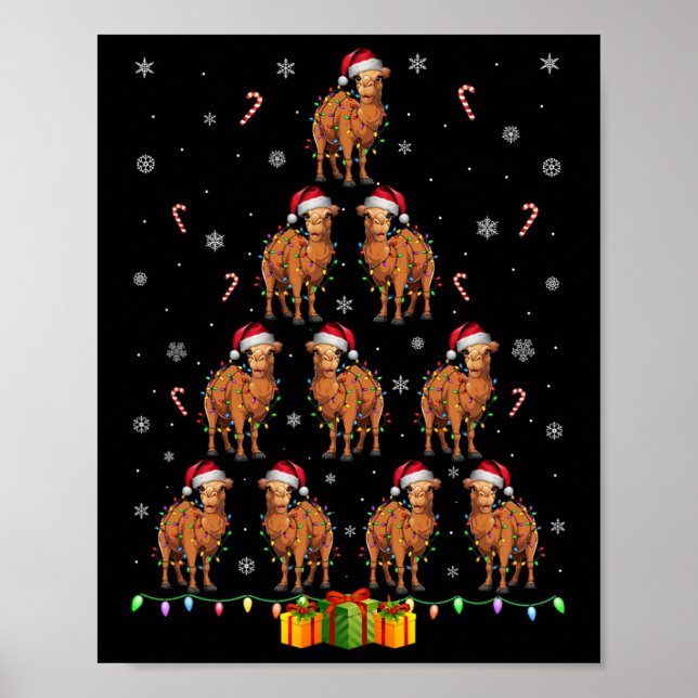 Camel Weihnachtsmannmütze Xmas Lights Männer Weihn Poster (Vorne)