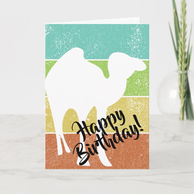 Camel White Silhouette Custom Birthday Card Karte (Vorderseite)