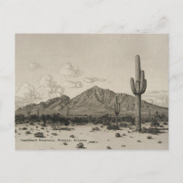 Camelback Mountain Saguaro Cactus Black & White Postkarte