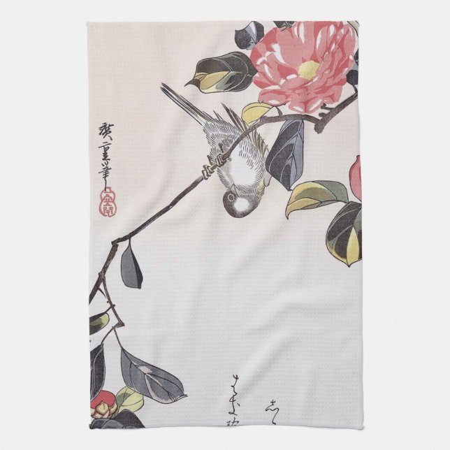 Camelia und Uso, Hiroshige, Ukiyo-e Geschirrtuch (Vertikal)