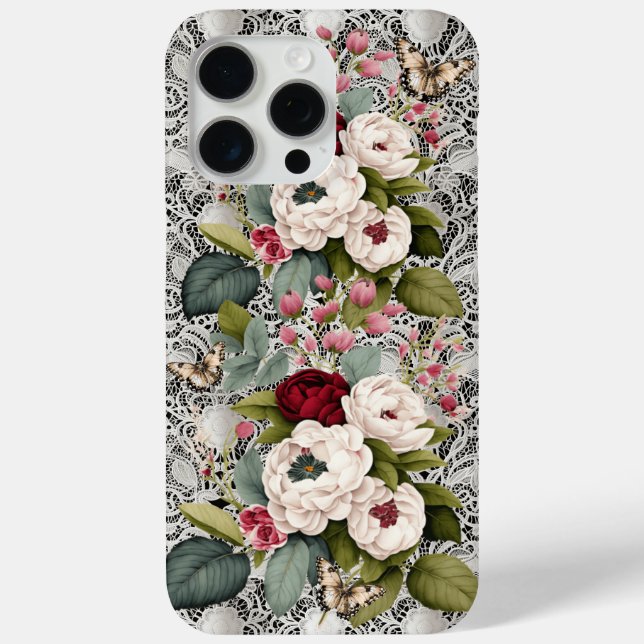 Camelias Lace and Butterflies Floral Case-Mate iPhone Hülle (Rückseite)