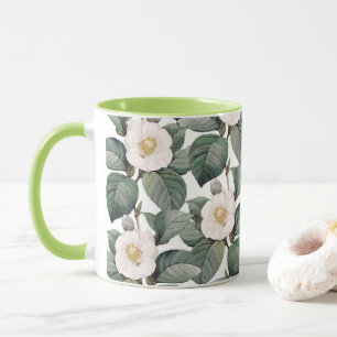 Camellia Florals on White Tasse