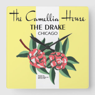 Camellia House, Drake Hotel, Chicago, IL Quadratische Wanduhr