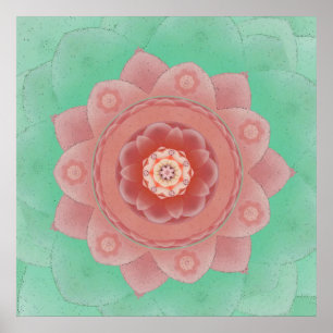 Camellia Lotus Mandala Print Poster