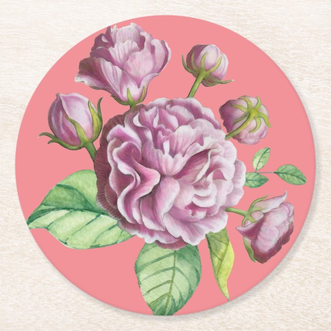 Camellia Rose Garden Blume Rundpapier Untersetzer (Vorderseite)