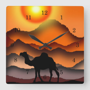 Camels Clock Quadratische Wanduhr