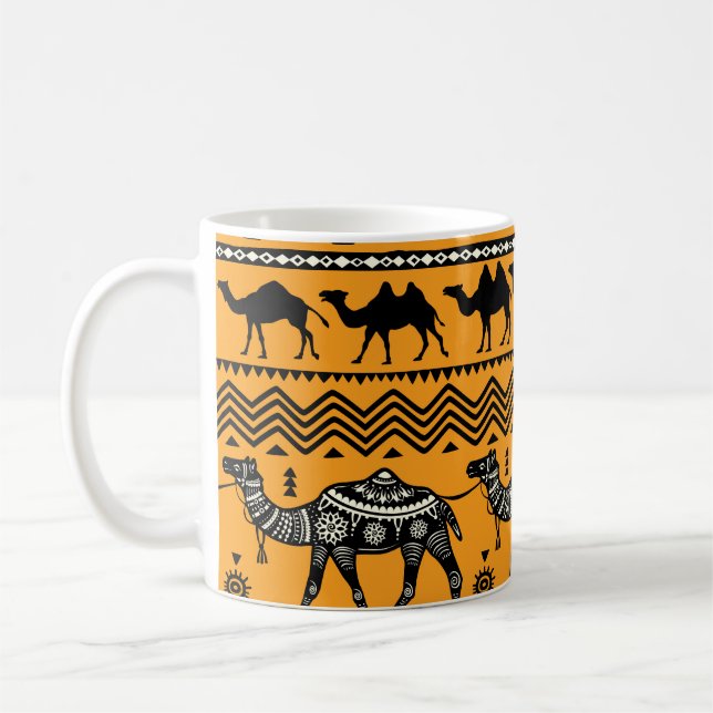 Camels Illustration Nahtloses Muster. Kaffeetasse (Links)