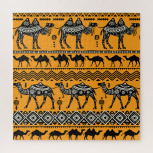 Camels Illustration Nahtloses Muster. Puzzle