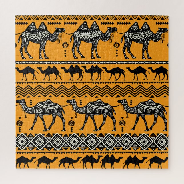 Camels Illustration Nahtloses Muster. Puzzle (Vertikal)