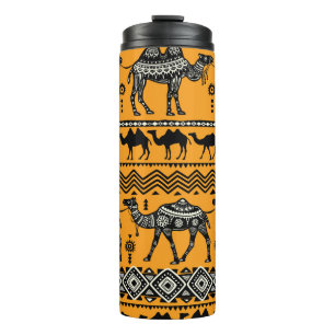 Camels Illustration Nahtloses Muster. Thermosbecher