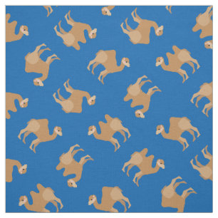 Camels Print Fabric Blue Stoff