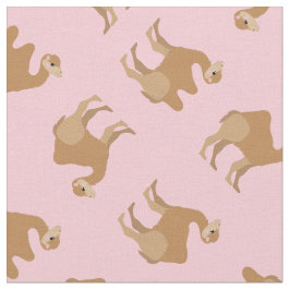 Camels Print Fabric Pink Stoff