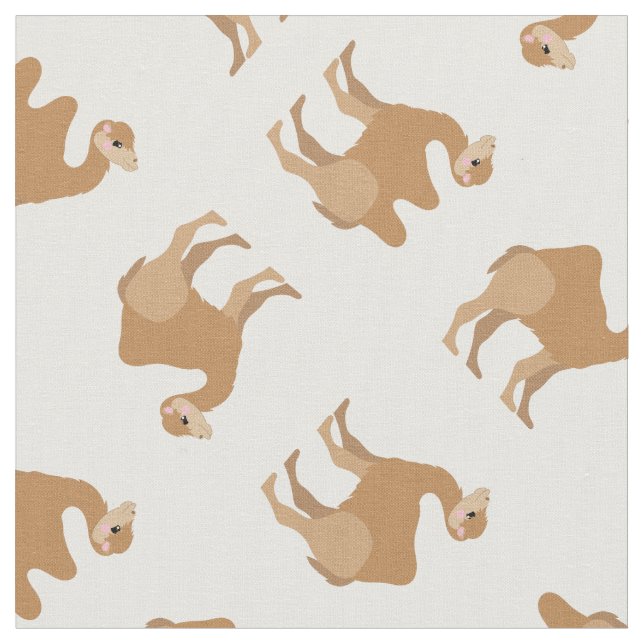 Camels Print Fabric White Stoff (Nahaufnahme)