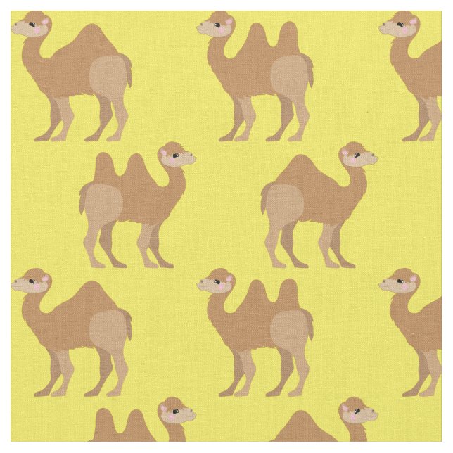 Camels Print Fabric Yellow Stoff (Nahaufnahme)