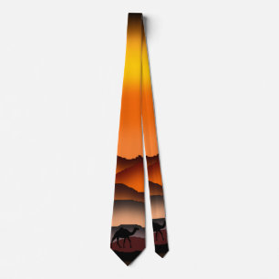 Camels Silhouette in der Wüste Sunset Neck Tie Krawatte