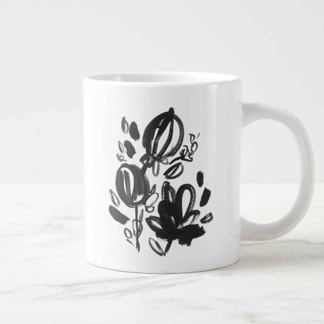 Cameo Bloom - Schwarzweiß Jumbo-Tasse (Rechts)