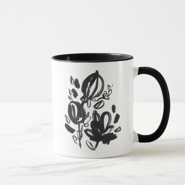 Cameo Bloom - Schwarzweiß Tasse (Rechts)