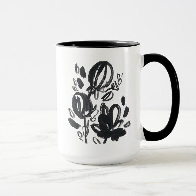 Cameo Bloom - Schwarzweiß Tasse (Rechts)